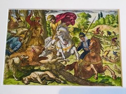 ANTONIO TEMPESTA (1555-1630): Medve vadászat 17. századi rézmetszet !!!