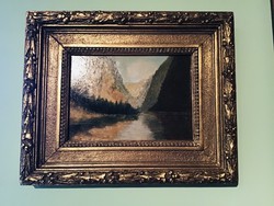 BARON SAAMEN: Alpesi táj 19. századi festmény