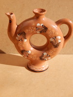 Folk handicraft ceramic jug, 20 cm high, in the condition shown in the picture.