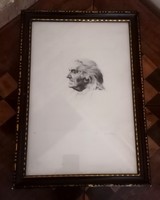 1 Ft-ról induló aukció! Szignált Liszt Ferenc portré! Rézkarc, szép keretben! Kerettel 40x28cm