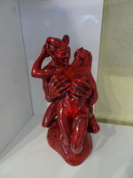 Beauty and monster special unique glazed erotic plaster sculpture.