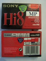 Két darab SONY HI 8 videokazetta bontatlan, használatlan egyben eladó