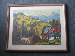 András Rác / born in 1926 / wonderful picture of Transylvania with mountains