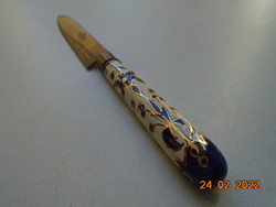 Antique Austrian fruit knife with hand painted gold contoured floral patterned porcelain handle