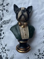 Vintage french bulldog polyresin dog breast sculpture
