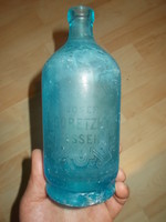 Antik kék talpas gyógyszertári szódásüveg josef gobetzky essek