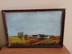 (K) farm in the lowlands s ferenc 1994 58x39 cm with frame, painted on cardboard