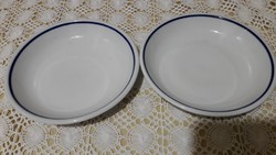 Zsolnay porcelán, menzás, kék csíkos tányér, 2db