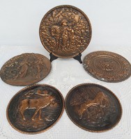 Copper bronze? Plates, wall plate, deer, deer, equestrian scene beauties, deer, deer