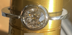1 Forintról! Briliáns Fehérarany (14k) Button gyűrű 0,4 Ct Hófehér, régi csiszolású kővel!  (3,2 gr)