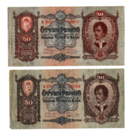 50 Pengő  bankjegy - 1932 - 2 db