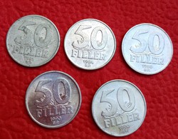 5 db 50 fillér 1981,1984,1988,1990