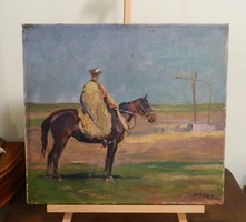 Juszkó Béla (1877 - 1969) Csikós a lovon festmény