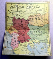 Antik szétnyitható dupla térkép képeslap Nagy-Magyaro/Délvidék/Montenegró/Szerbia...