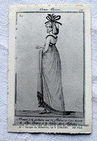 Antik francia metszet? divattörténeti képeslap Historie du Costume (1796/97)