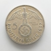 1937 G. German iii. Empire silver 5 brands hindenburg (no: 22/81.)