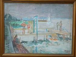 Bakky Sándor (1920 - 1965) Balaton part festmény