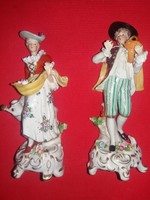 Antik gyönyörű míves német Sitzendorf porcelán barokk figurapár a képek szerint