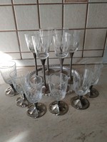 12 glasses of liqueur with metal base for sale!