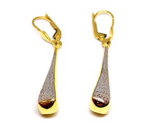 Yellow and white gold engraved dangling earrings (zal-au104880)