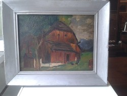 Western European painter farmhouse oil / cardboard - a good hundred years old