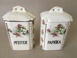 Antique small faience spice racks in pairs