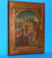 Renaissance print laminated on a wooden board from 1941, 37 x 27 cm