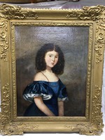 XIX. sz., fiatal hölgy portréja, olaj-vászon festmény