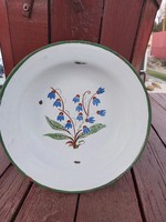 Enamel enamel budafok floral bellflower pattern plate ornament decor nostalgia