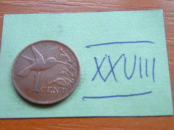 Trinidad and Tobago 1 cent 1975 bronze, coat of arms, hummingbird xxviii.
