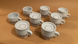 Alföldi uniset vitrin 6 + 2 kávés csésze hővédő fedővel barna mintás mokkás