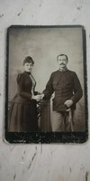 Antique soldier photo with his sweetheart from his little antal workshop in Kőszeg
