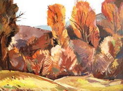 Zoltán Kengyel (1932-1989): autumn forest - oil painting, framed