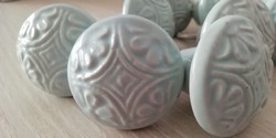 Csodás dombor mintás porcelán bútor gombok 10 db egyben Provence, vintage