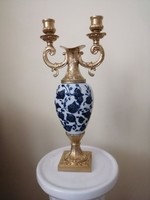 Kétágú,37, 5 cm magas gyönyörű porcelán betétes gyertyatartó