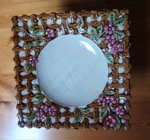 Restored schütz cilli Art Nouveau majolica (faience) base plate, serving, middle of table