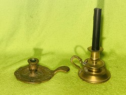 2 pcs antique portable copper candle holders, all 2 custom shaped collectibles