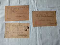 3 db tábori posta levelezőlap 1916,