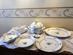 Herend apponyi green flower patterned tableware 1960s