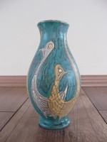 Gorka Lívia türkiz színű madaras váza