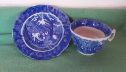Beautiful porcelain blue patterned animal teacup set cups nostalgia Dutch?