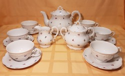 Zsolnay régi, 6 személyes gyönyörűséges porcelán teáskészlet
