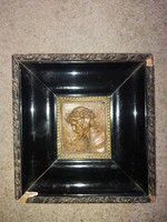 Jesus, in a copper relief frame, signed in the upper right corner