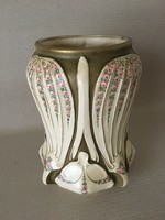 Antik Turn Teplitz rózsagirlandos fajansz váza