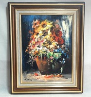 Alim adilov: summer bouquet - flower still life oil painting - free shipping