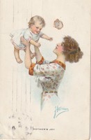 Antik képeslap - Szép tiszta a baba!