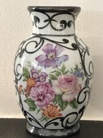 Bohemia porcelain vase with silver decor, 12 cm high