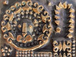 Bronze applied art wall painting, wall ornament, marked Kopcsányi ottó
