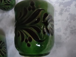 Green glazed folk ceramic cup 6 pcs, jug. Jug