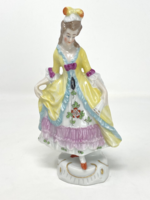 Antik Royal Vienna / Alt Wien kézzel festett porcelán figura, táncoló barokk hölgy- 13,5cm - CZ